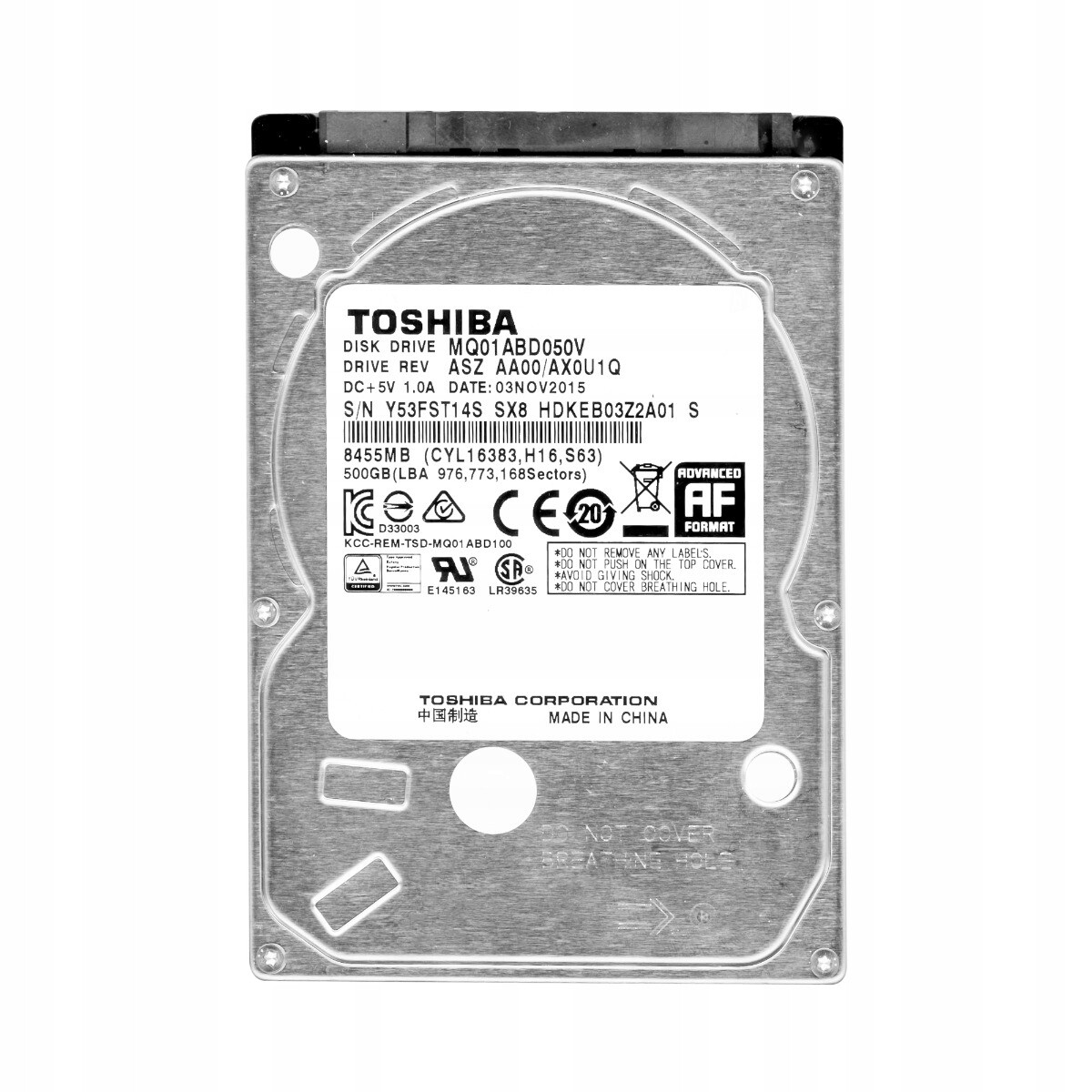 Toshiba 500GB 5,4k 8MB Sata II 2,5'' MQ01ABD050V