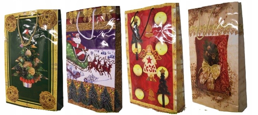 12 Ks dekorační fóliové vánoční tašky 9 Cm LAK1