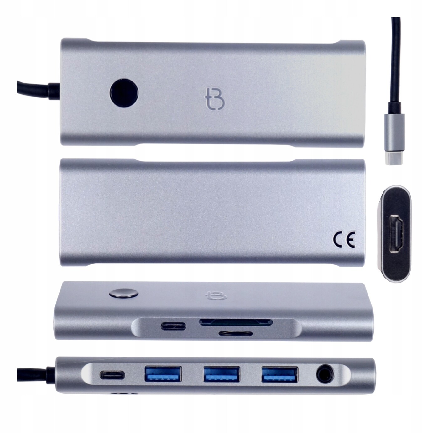 Dokovací stanice 9v1 Hub Usb 3.0 Hdmi Power Delivery 100W 4K 60Hz Tlačítko