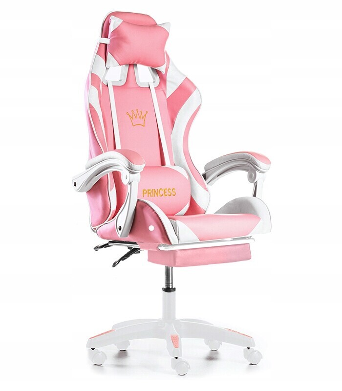 Herní Křeslo S Podnožkou, Růžová, Bílá, Masážní Miska Pro Dívku