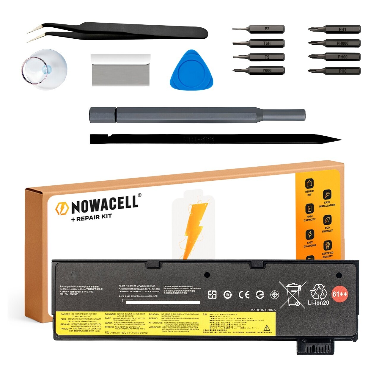 Baterie SB10K97582 pro Lenovo ThinkPad T470 T480 T580 P51S 61++ 72 Wh 11,1V