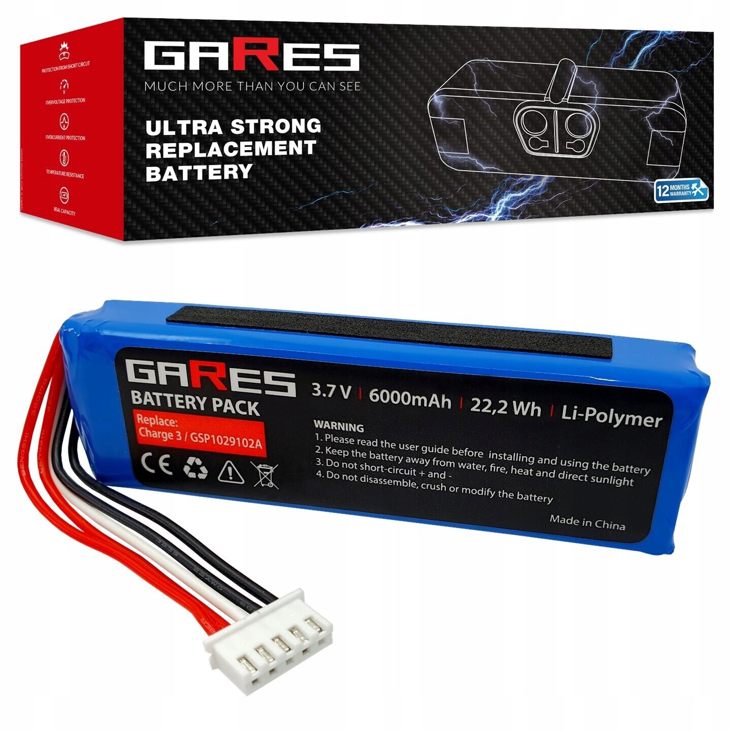 Akumulátor Baterie pro Jbl Charge 3 GSP1029102A 6Ah