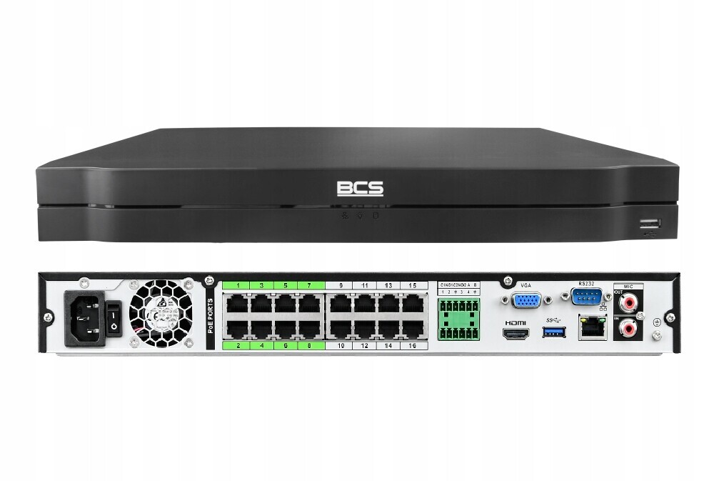 Ip rekordér BCS-L-NVR1602-A-4KE-16P(2L) 16 kanálový, 16xPoE, 12Mpx