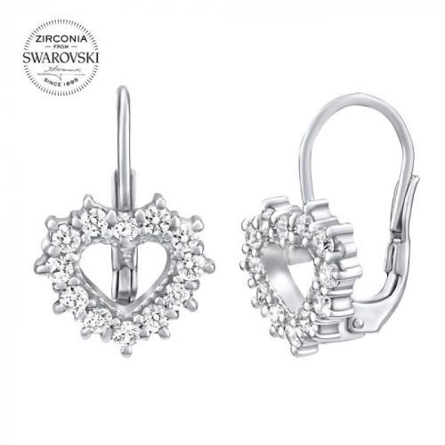 SILVEGO stříbrné náušnice srdíčka se Swarovski Zirconia - SILVEGO31969S