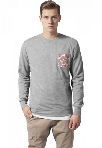 Contrast Pocket Crewneck - grey/flower S