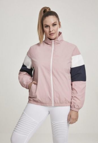 Ladies 3-Tone Crinkle Track Jacket - darkrose/nvy/wht 3XL