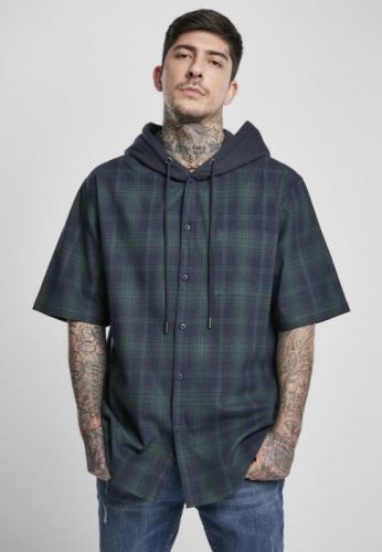 Hooded Short Sleeve Shirt - navy L