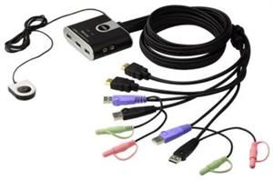 ATEN 2-port HDMI KVM USB2.0 mini, audio, 1.2m kabely, DO