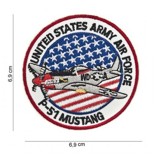 Nášivka textilní 101 Inc US Army Airforce P-51 Mustang malá