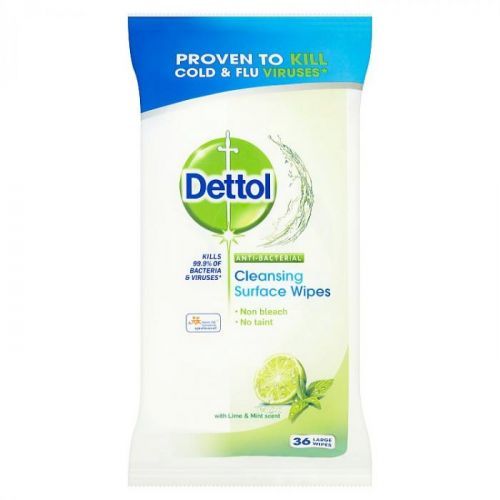 Dettol antibakteriální ubrousky na povrchy Limetka a Máta  36 ks