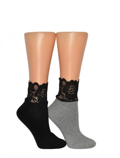 Dámské ponožky Milena 1061 Krajka - 37-41 - černá