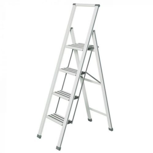 Bílé skládací schůdky Wenko Ladder, výška 153 cm