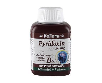 Pyridoxin 20 mg – doplněk stravy s obsahem vitamínu B6 60 tbl. + 7 tbl. ZDARMA