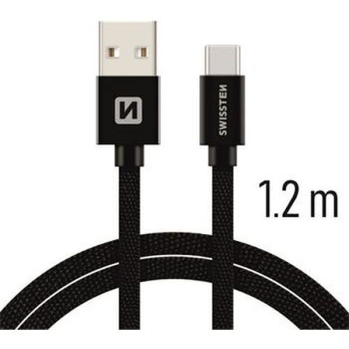 SWISSTEN Textile kabel USB / USB-C 1,2 m černý