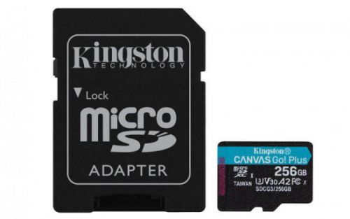 Kingston paměťová karta 256GB microSDXC Canvas Go Plus 170R A2 U3 V30 Card + ADP