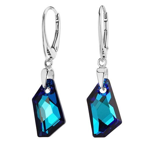 SILVEGO stříbrné náušnice De-Art Bermuda Blue se Swarovski(R) Crystals
