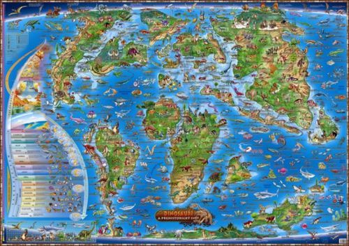 Dinosauři a prehistorický svět - Ilustrovaná mapa pro děti
					 - neuveden