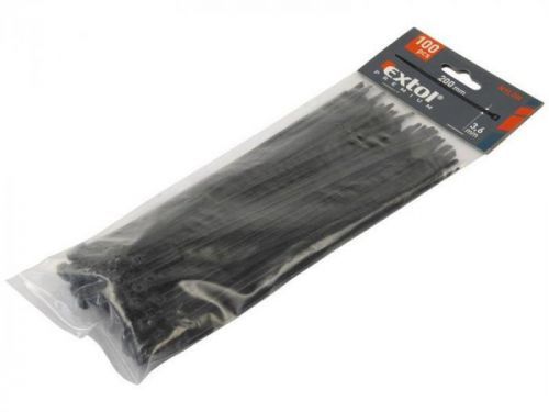 Pásky na vodiče černé, 150x2,5mm, 100ks, NYLON, EXTOL PREMIUM