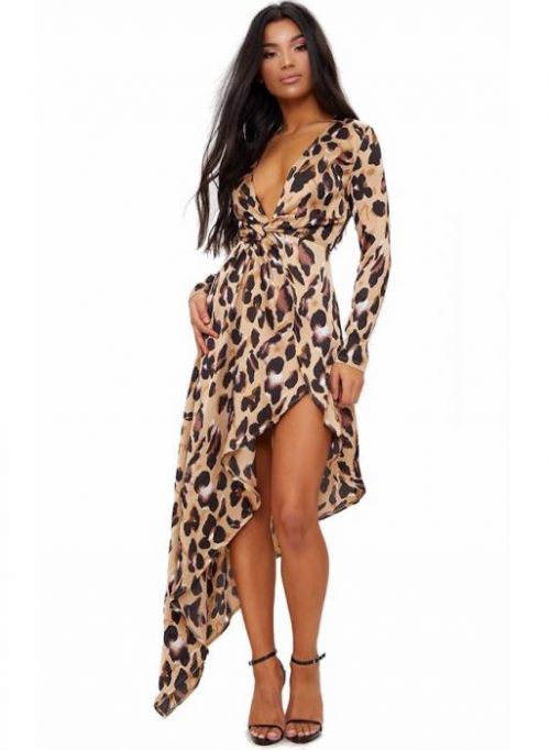 Asymetrické maxi šaty s leopardím potiskem