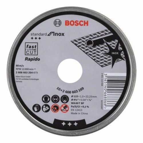 Dělicí kotouč rovný Standard for Inox - Rapido - WA 60 T BF, 115 mm, 22,23 mm, 1,0 mm - 31 BOSCH