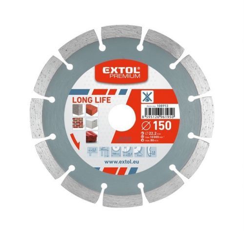 Kotouč diamantový řezný segmentový Long Life, 125x22,2mm, suché řezání, EXTOL PREMIUM