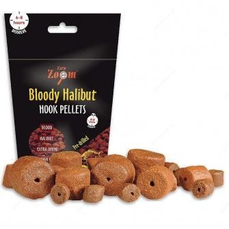 Pelety CARP ZOOM Bloody Halibut Hook Pellets - 8mm předvrtané