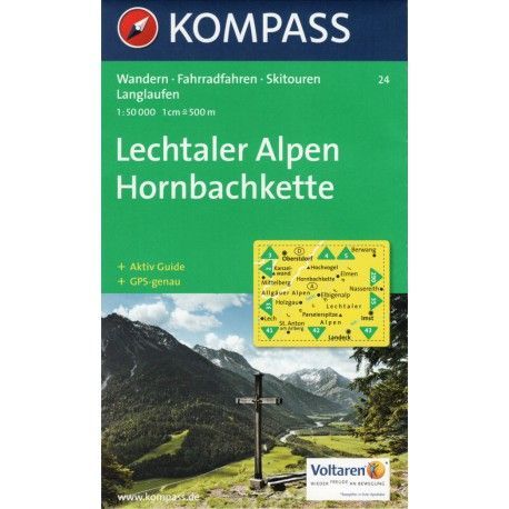 Kompass 24 Lechtaler Alpen, Hornbachkette 1:50 000 turistická mapa