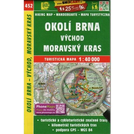 SHOCart 452 Okolí Brna východ, Moravský Kras 1:40 000 turistická mapa