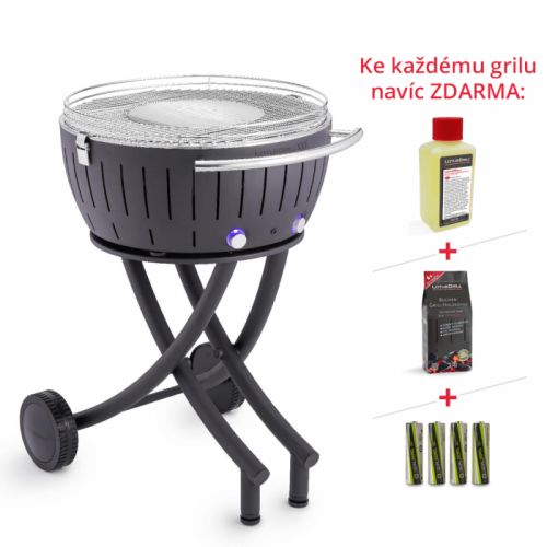 LotusGrill XXL Bezkouřový gril na dřevěné uhlí, šedý velký Lotus Gril