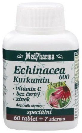 MedPharma Echinacea 600 Forte + kurkumin + vitamín C + bez černý + zinek 60 tbl. + 7 tbl. ZDARMA