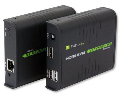 Techly KVM Extender HDMI + USB (myš, klávesnice) po Cat5/5e/6 kabelu až k 120m