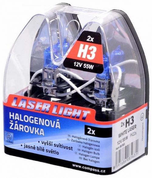 Žárovka 12V H3 55W Pk22s WHITE LASER 2ks, COMPASS