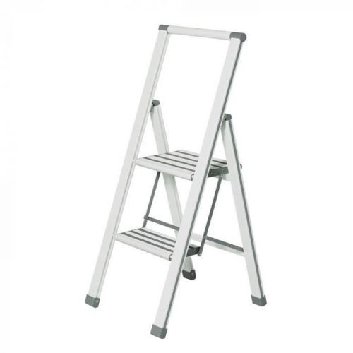 Bílé skládací schůdky Wenko Ladder Alu, výška 101 cm