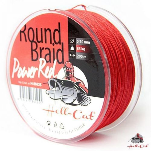 Hell-Cat Splétaná šňůra Round Braid Power Red 1000m|0,60mm (75,0kg)
