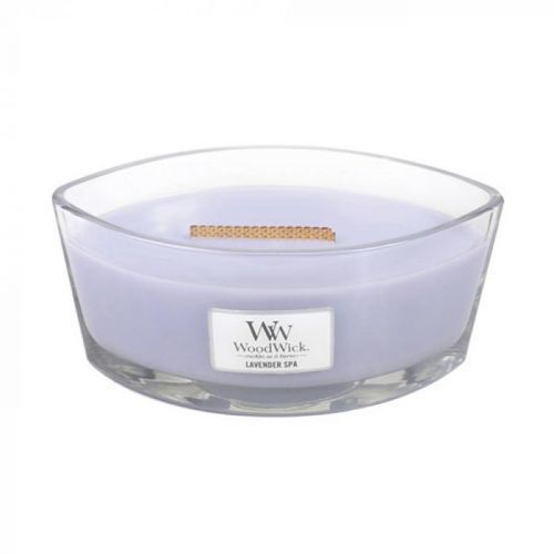 WoodWick Levandulová lázeň - svíčka ve skleněné dekorativní váze s dřevěným víčkem 2084022
