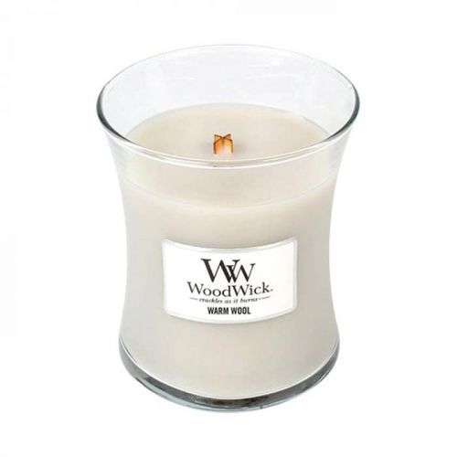WoodWick Hřejivá vlna - svíčka ve skleněné dekorativní váze s dřevěným víčkem 2167728