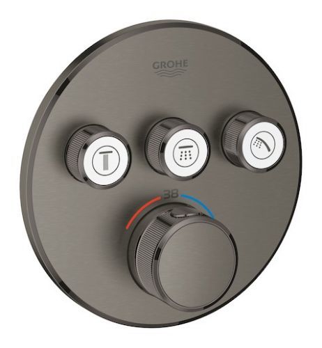 Grohe Grohtherm SmartControl Termostatická sprchová podomítková baterie, 3 ventily, kartáčovaný Hard Graphite - 29121AL0