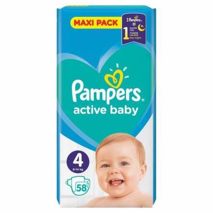 Pampers Active Baby Maxi Pack S4  58 ks