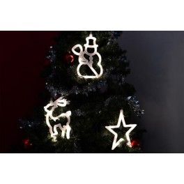Vánoční dekorace na okno - hvězda, sněhulák, sob - LED FROST