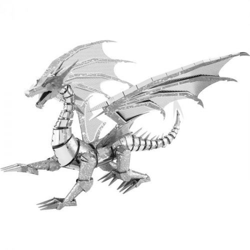Kovový model Metal Earth ICX023 Iconx Silver Dragon