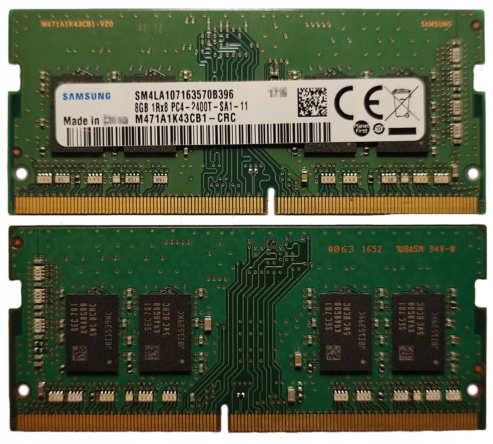 (n) 8GB 1*8GB Samsung 2400MHz 1,2V M471A1K43CB1-CRC