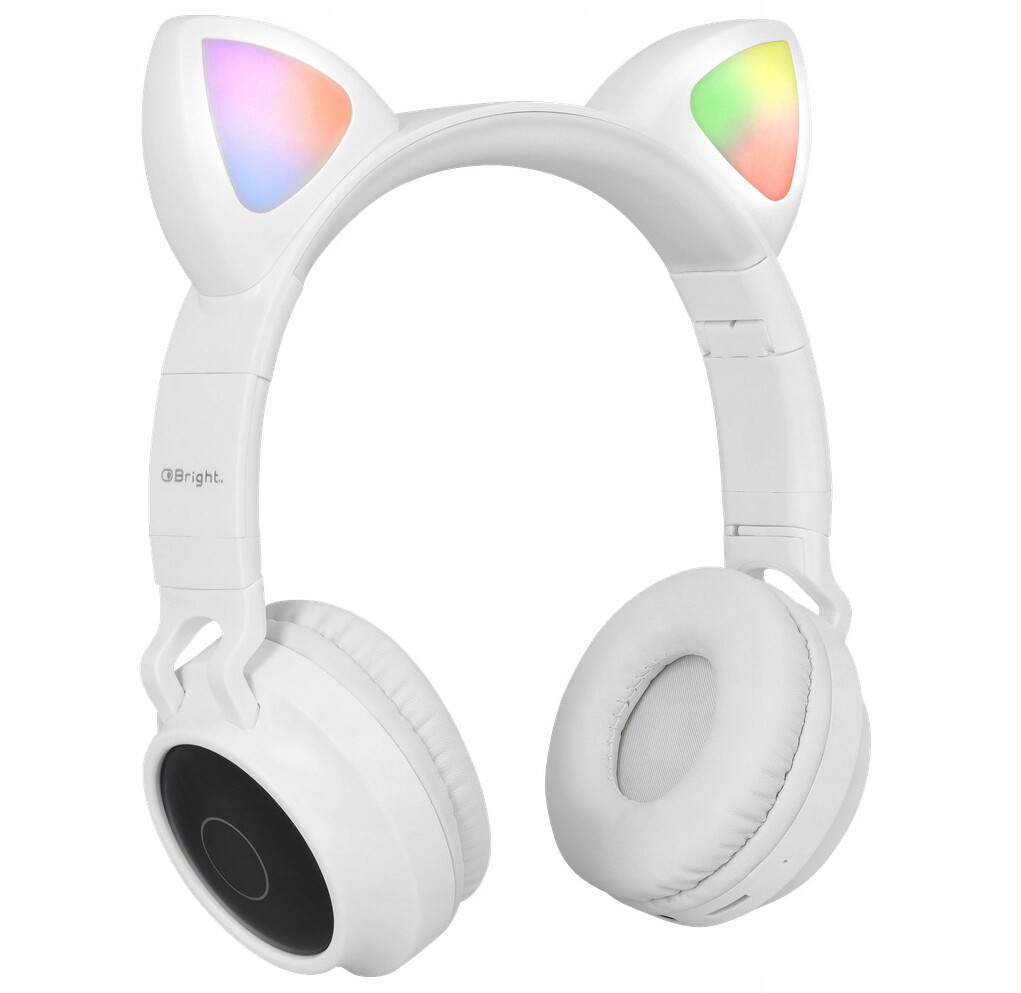 Sluchátka Bezdrátová Na Uši Cat Ears Kočičí Uši Led Bluetooth 3,5 mm Sd