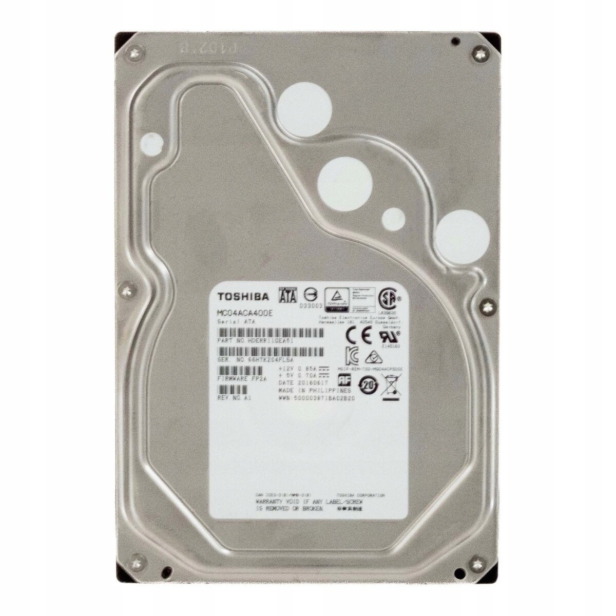 Toshiba 4TB 7.2K 128MB Sata III 3.5'' MC04ACA400E