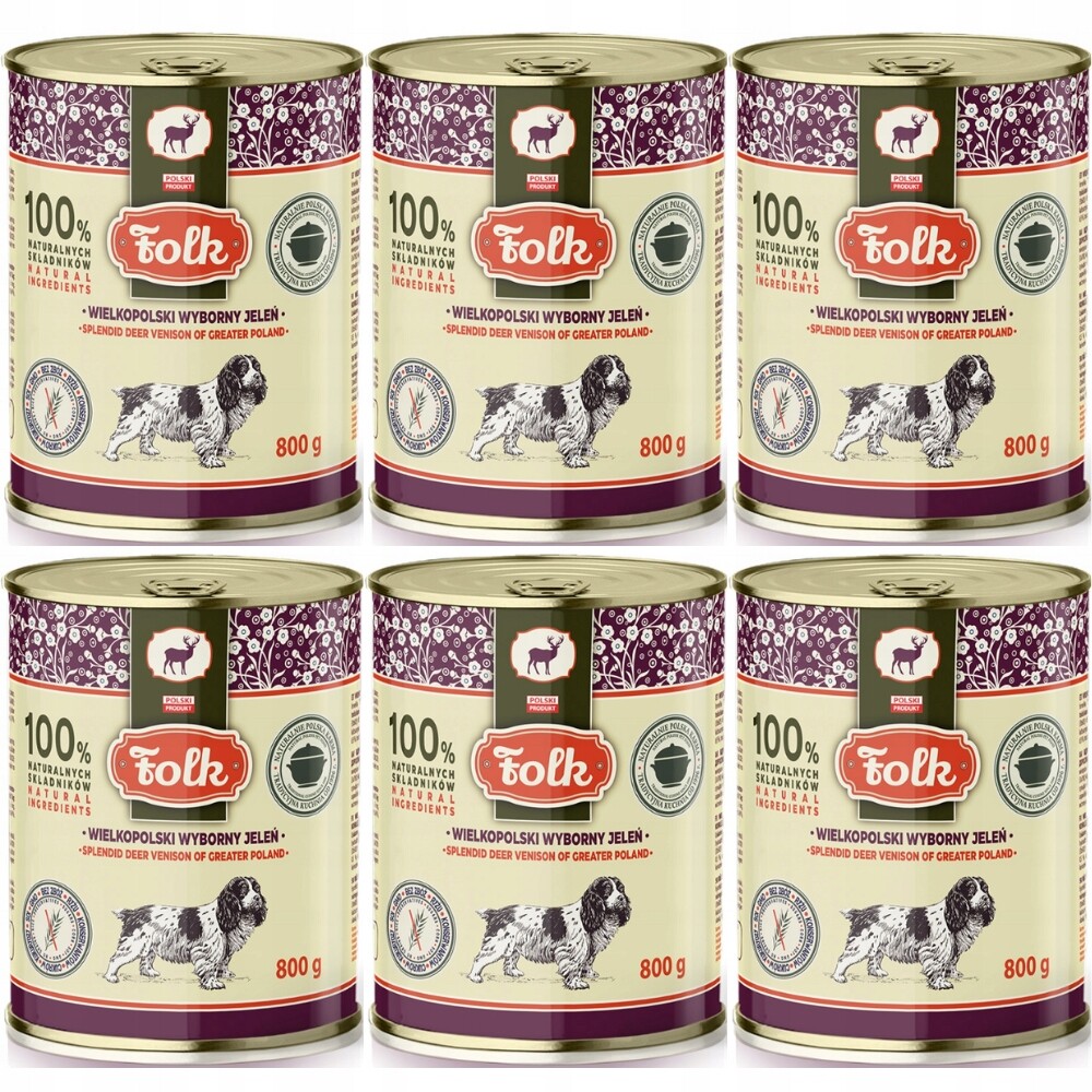 Krmivo pro psy Folk Velkopolský vynikající jelen Set 12x800g