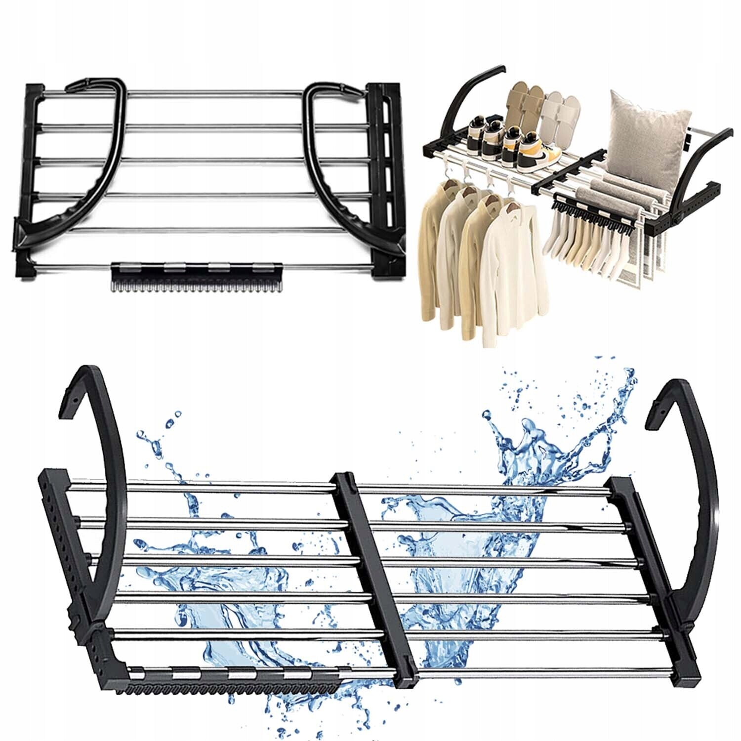 Výsuvný Stojan Na Prádlo Z Oceli 110 CM Na Balkon, Koupelnu, Oblečení, Boty