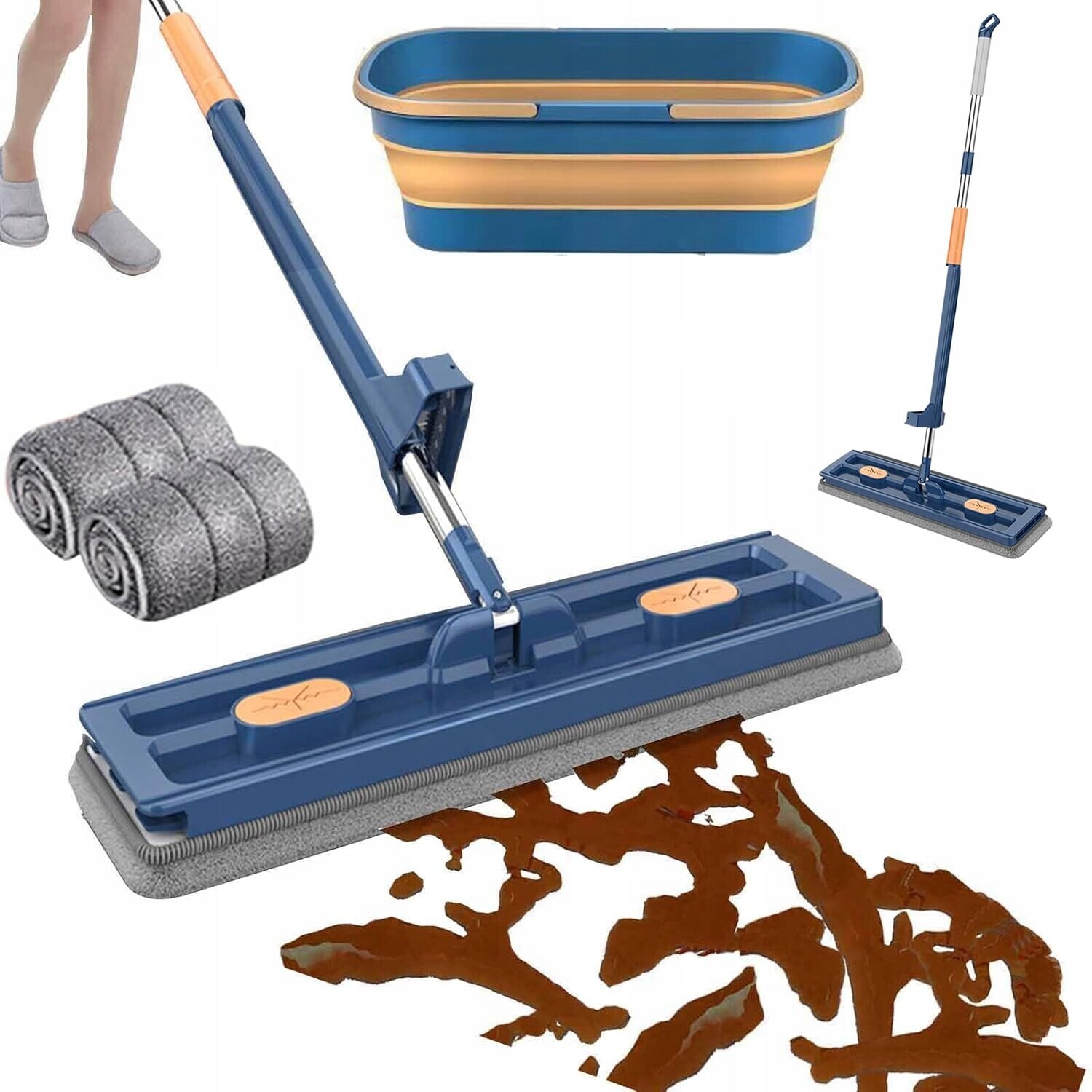 Mop Odšťavňovač S Skládacím Kbelíkem Otočný 2 Nástavce