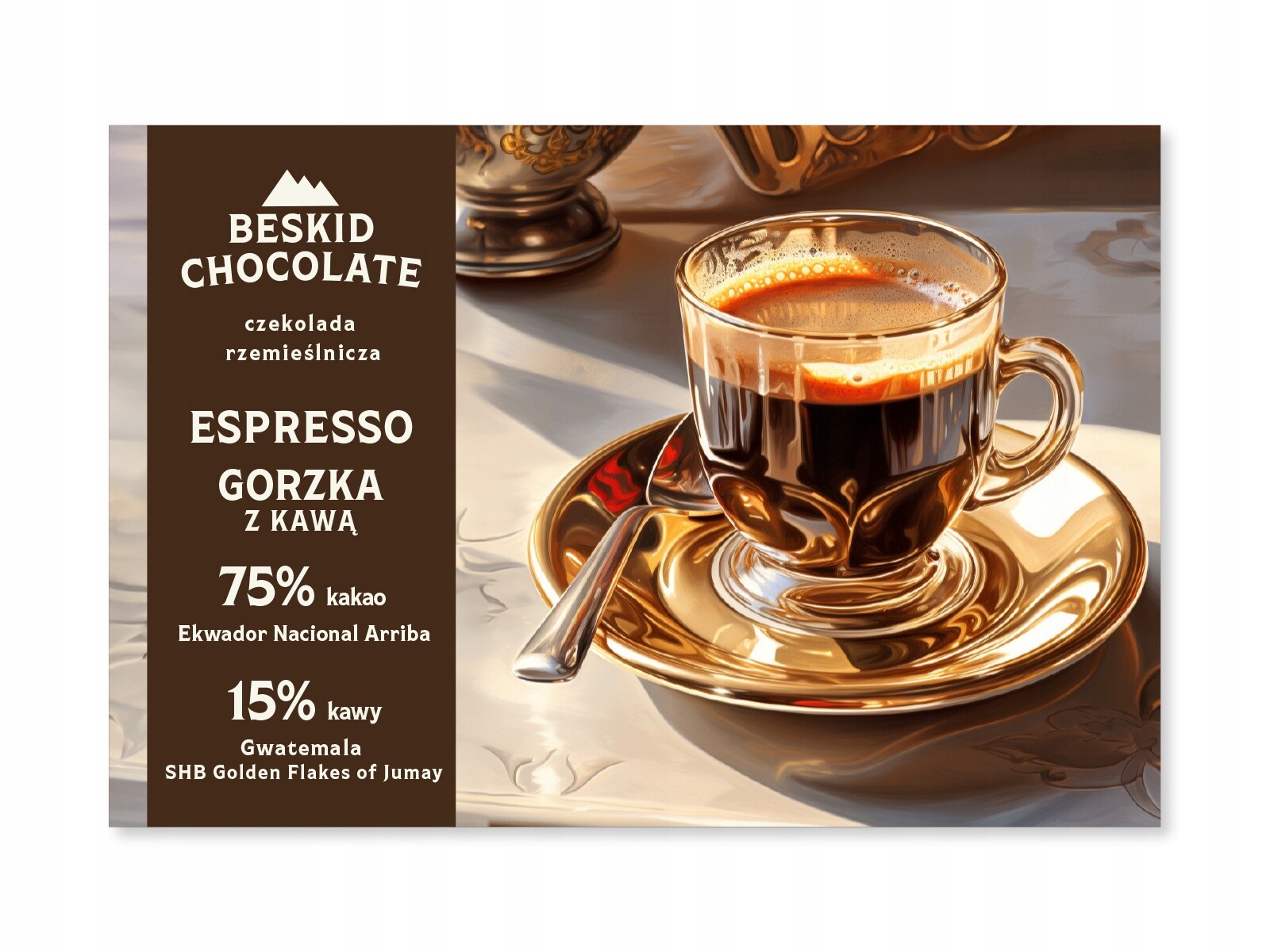 2x Hořká Čokoláda S Kávou Espresso 75% Kakao Beskid Chocolate