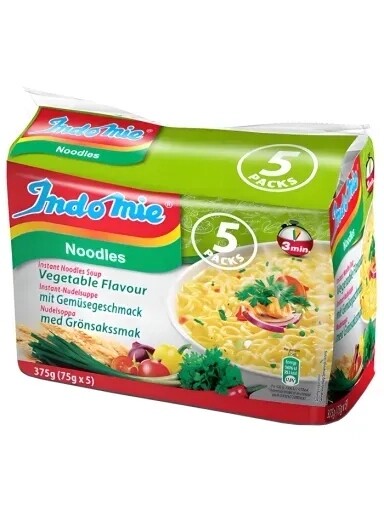 4 x instantní těstovinová polévka s zeleninovou příchutí 5 x 75 g Indomie