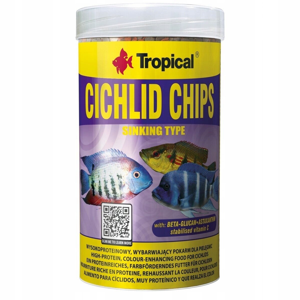 Krmivo Pro Všežravé Cichlidy Chipsy Pomalu Se Potápějící Velké 520 G Ks