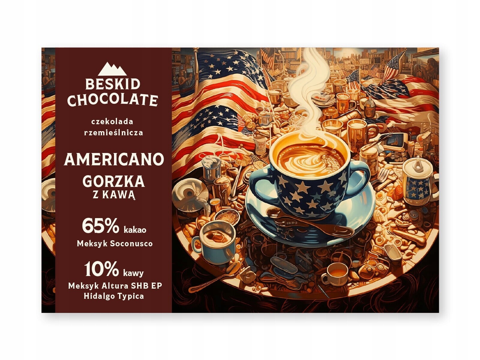 2x Hořká Čokoláda Americano S Kávou Beskid Chocolate 70 g